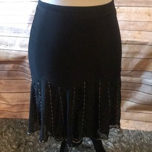 Black sheer skirt with studded trim